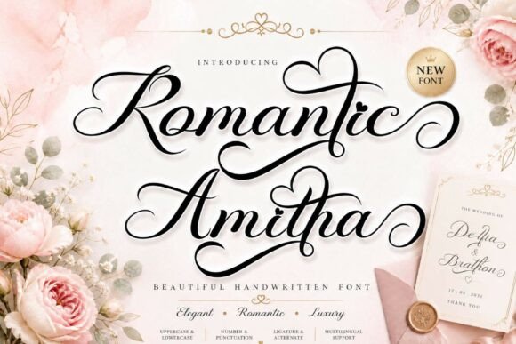 Discovering Romantic Amitha: A Handwritten Font with Heart